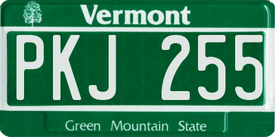 VT license plate PKJ255