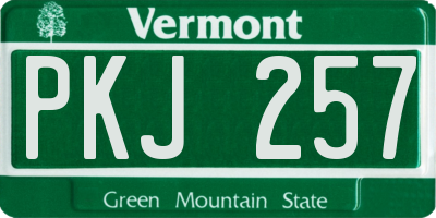 VT license plate PKJ257