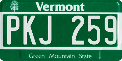 VT license plate PKJ259