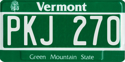 VT license plate PKJ270
