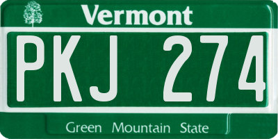 VT license plate PKJ274