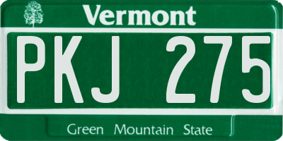VT license plate PKJ275