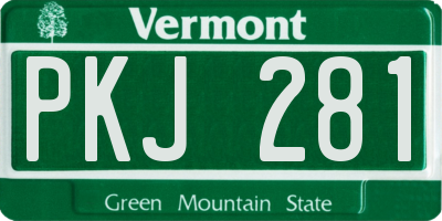 VT license plate PKJ281