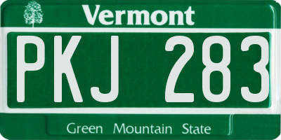 VT license plate PKJ283