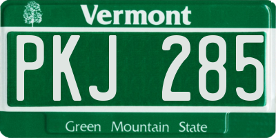 VT license plate PKJ285