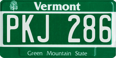 VT license plate PKJ286