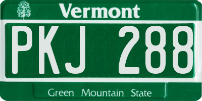 VT license plate PKJ288