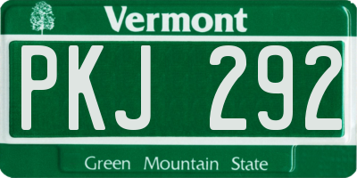 VT license plate PKJ292
