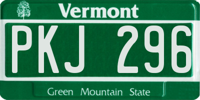 VT license plate PKJ296