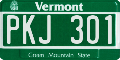 VT license plate PKJ301