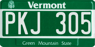VT license plate PKJ305