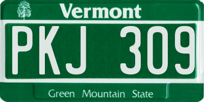 VT license plate PKJ309