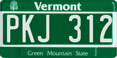 VT license plate PKJ312