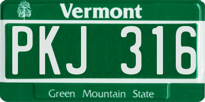 VT license plate PKJ316