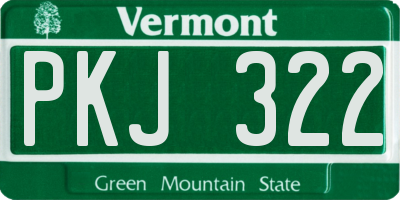 VT license plate PKJ322