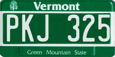 VT license plate PKJ325