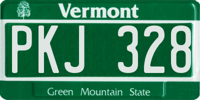 VT license plate PKJ328