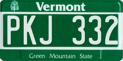 VT license plate PKJ332