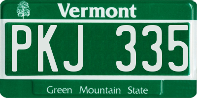 VT license plate PKJ335