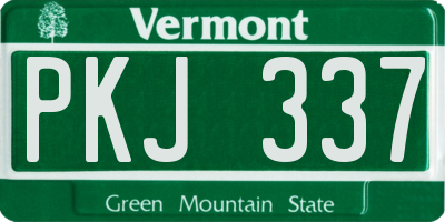 VT license plate PKJ337