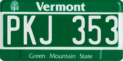 VT license plate PKJ353