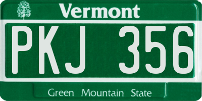 VT license plate PKJ356