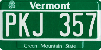 VT license plate PKJ357