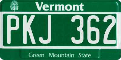 VT license plate PKJ362
