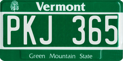 VT license plate PKJ365