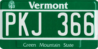 VT license plate PKJ366