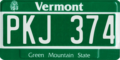 VT license plate PKJ374