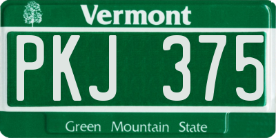 VT license plate PKJ375