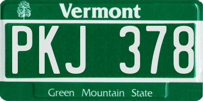 VT license plate PKJ378