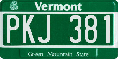 VT license plate PKJ381