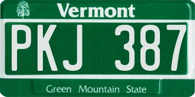 VT license plate PKJ387