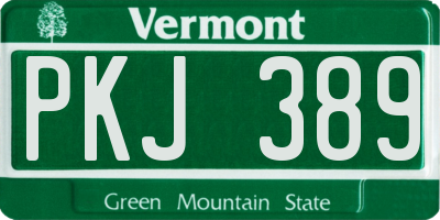 VT license plate PKJ389