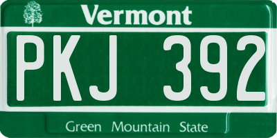 VT license plate PKJ392