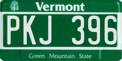 VT license plate PKJ396