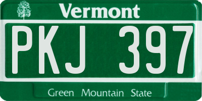 VT license plate PKJ397