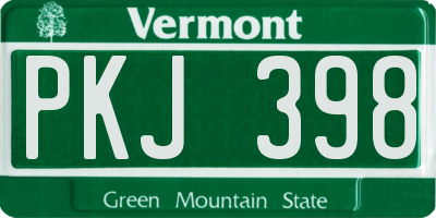 VT license plate PKJ398