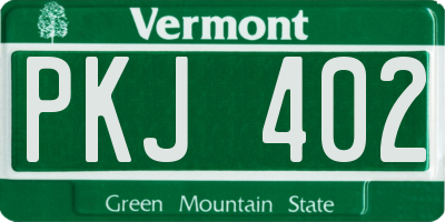 VT license plate PKJ402