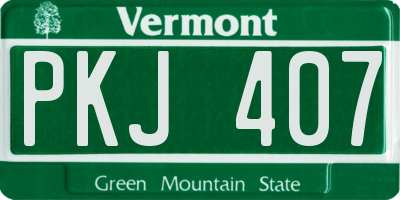 VT license plate PKJ407