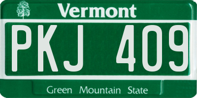 VT license plate PKJ409