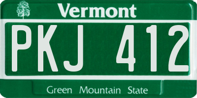 VT license plate PKJ412