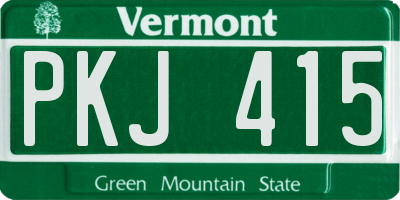 VT license plate PKJ415