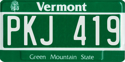 VT license plate PKJ419