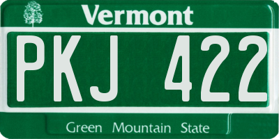 VT license plate PKJ422