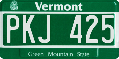 VT license plate PKJ425