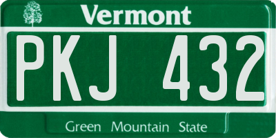 VT license plate PKJ432