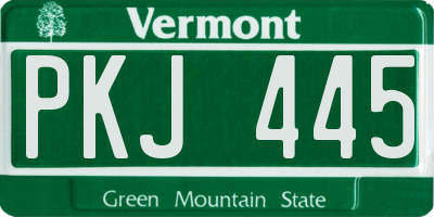 VT license plate PKJ445